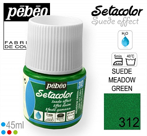 Barva na Textil SETACOLOR Suede Pebeo. barva č. 312 MEADOW GREEN. Balení 45ml.
