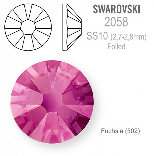SWAROVSKI 2058 XILION Rose FOILED velikost SS10 barva Fuchsia 