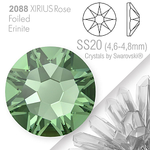 SWAROVSKI  XIRIUS Rose 2088 Foiled. Barva Erinite velikost SS20 (4,6-4,8mm). Balení 15Ks.