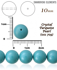 SWAROVSKI 5810 Voskované Perle barva CRYSTAL TURQUOISE  PEARL velikost 10mm. 
