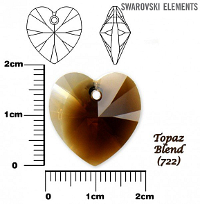 SWAROVSKI Heart Pendant barva TOPAZ BLEND velikost 18x17,5mm.