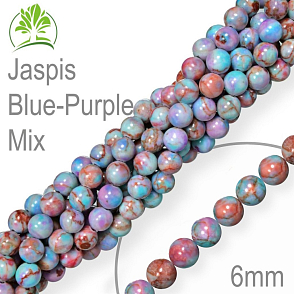 Korálky z minerálů  Jaspis Blue-Purple Mix přírodní polodrahokam. Velikost pr.6mm. Balení 12Ks.