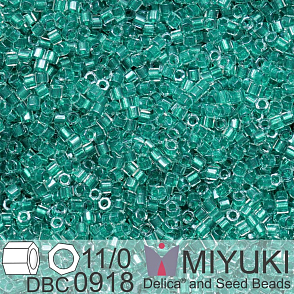 Korálky Miyuki Delica (fazetované) 11/0. Barva Sparkling Dark Aqua Green Lined Crystal Cut DBC0918. Balení 5g.