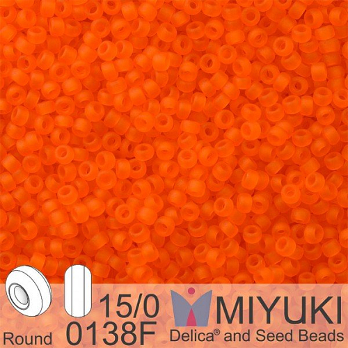 Korálky Miyuki Round 15/0. Barva 0138F Matte Tr Orange . Balení 5g