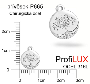 Přívěsek Chirurgická Ocel ozn-P665 strom ŽIVOTA velikost 10x12mm. Řada přívěsků ProfiLUX
