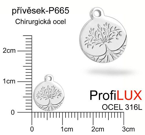 Přívěsek Chirurgická Ocel ozn-P665 strom ŽIVOTA velikost 10x12mm. Řada přívěsků ProfiLUX