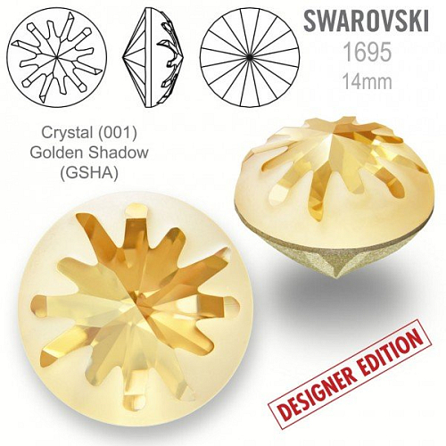 Swarovski 1695 Sea Urchin Round Stone PF velikost 14mm. Barva Crystal (001) Golden Shadow (GSHA).
