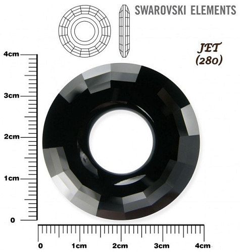 SWAROVSKI Disk Pendant 6039 barva JET velikost 38mm.