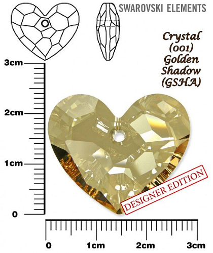 SWAROVSKI 6264 Truly in Love  Heart  barva CRYSTAL GOLDEN SHADOW velikost  28mm.