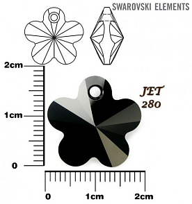 SWAROVSKI Flower Pendant barva JET velikost 18mm.
