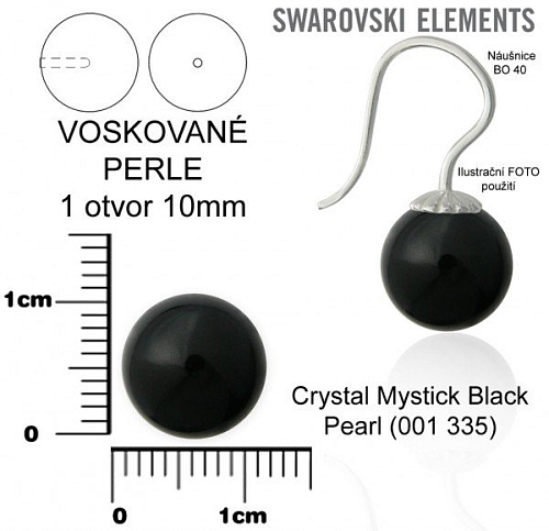 SWAROVSKI 5818 Voskované Perle 1otvor barva CRYSTAL MYSTICK BLACK PEARL velikost 10mm.