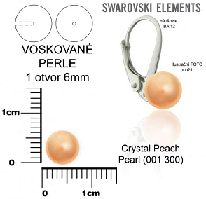 SWAROVSKI 5818 Voskované Perle 1otvor barva CRYSTAL PEACH PEARL velikost 6mm.