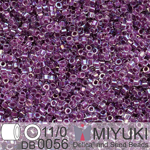 Korálky Miyuki Delica 11/0. Barva Raspberry Lined Crystal AB  DB0056. Balení 5g.