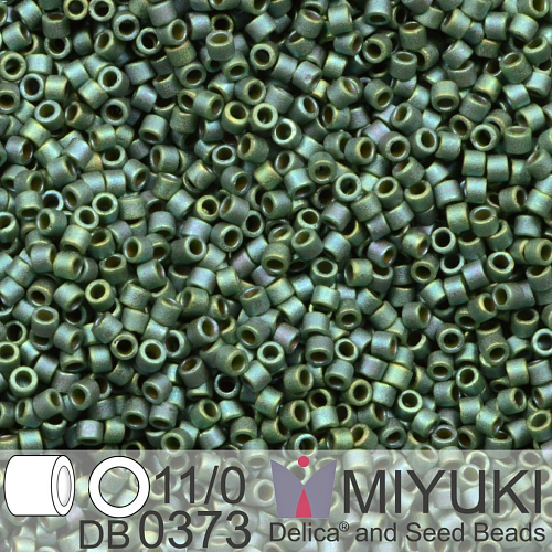 Korálky Miyuki Delica 11/0. Barva Matte Metallic Sage Green Luster DB0373. Balení 5g