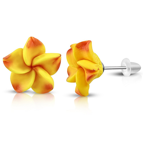 Náušnice FEO 045 s květinou z fima na puzetkách z chirurgické ocele
