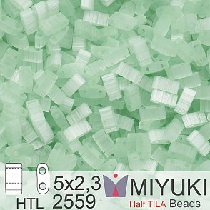 Korálky Miyuki Half Tila. Barva Silk Pale Green HTL 2559. Balení 3g