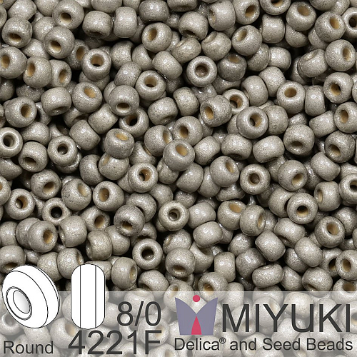Korálky Miyuki Round 8/0. Barva 4221F  Duracoat Galvanized Matte Light Pewter . Balení 5g