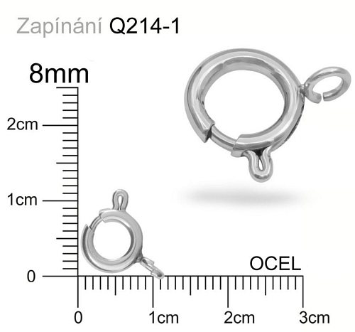 KROUŽKOVÉ zapínání STAS Q214 1. Velikost pr.8mm. Chirurgická ocel. 