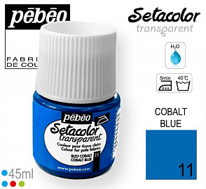 Barva na Textil SETACOLOR Transparent Pebeo. barva č. 11 COBALT BLUE. Balení 45ml. 