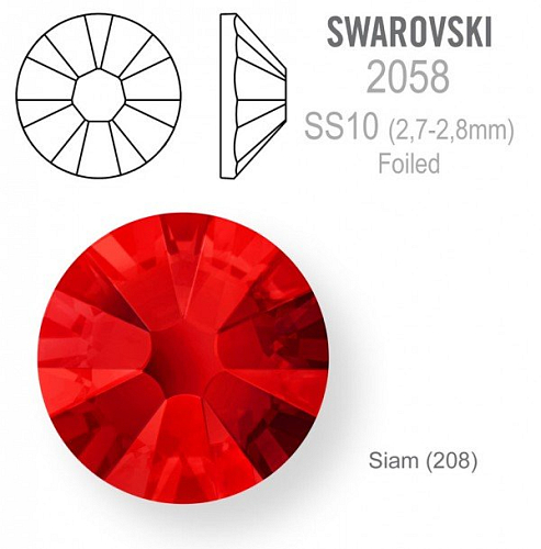 SWAROVSKI 2058 XILION Rose FOILED velikost SS10 barva Siam 