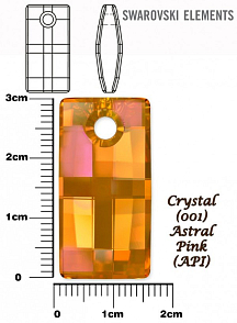 SWAROVSKI 6696 URBAN Pendant barva CRYSTAL ASTRAL PINK velikost 30mm.