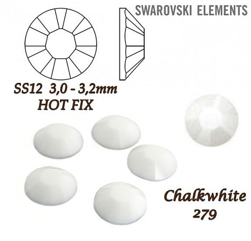 SWAROVSKI xirius rose HOT-FIX velikost SS12 barva CHALKWHITE 