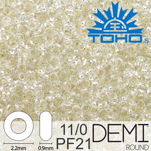 Korálky TOHO Demi Round 11/0. Barva PF21 PermaFinish - Silver-Lined Crystal . Balení 5g.