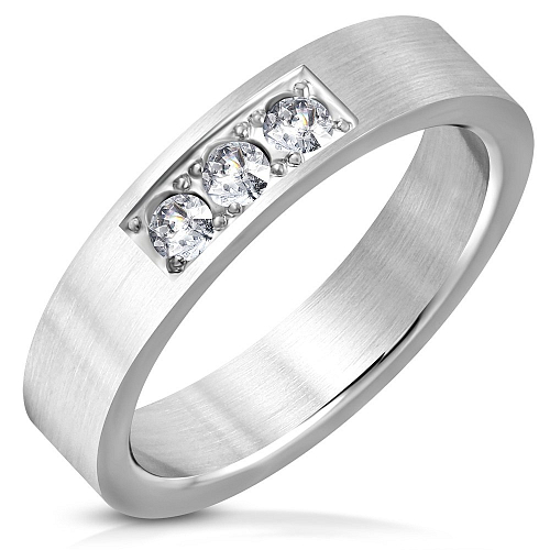 Ocelový prsten s krystalovými kamínky YDR 183 o velikosti 6