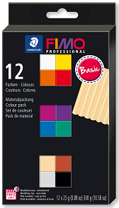 FIMO Professional  Basic v balení 12 barevných bloků FIMO po 25g.