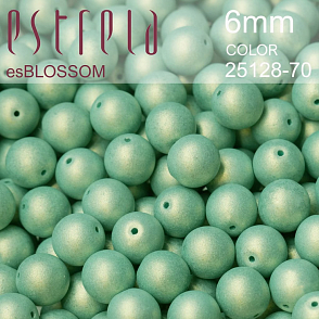 Korálky esBLOSSOM voskované tvar kulatý. Velikost 6mm. Barva 25128-70 (zel. smaragdová+listr). Balení 21ks na návleku. 