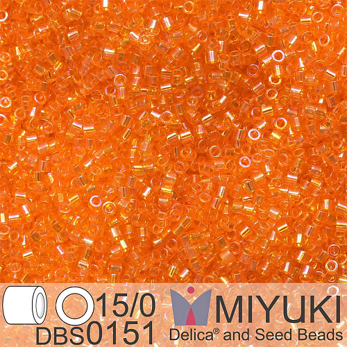 Korálky Miyuki Delica 15/0. Barva DBS 0151 Transparent Orange AB. Balení 2g.