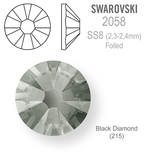 SWAROVSKI FOILED velikost SS8 barva BLACK DIAMOND 