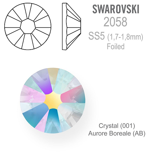 SWAROVSKI 2058 FOILED velikost SS5 barva AURORE BOREALE  