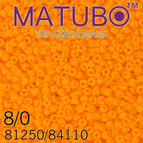 Korálky MATUBO™ mačkané rokajlové korálky. Velikost 8/0 (3,1mm). Barva 81250/84110 MÍRNĚ PRŮHLEDNÁ ORANŽOVÁ MATNÁ. Balení 10g.