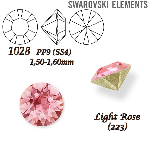 SWAROVSKI ELEMENTS 1028 Chaton Stone PP9 (SS4) 1,50-1,60mm barva LIGHT ROSE (223).