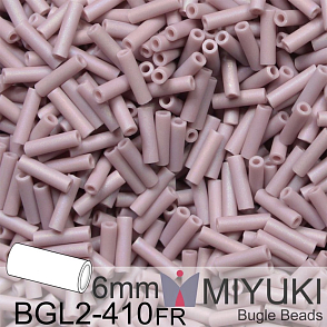 Korálky Miyuki Bugle Bead 6mm. Barva BGL2-410FR Matte Opaque Mauve AB. Balení 10g.