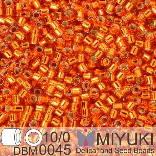 Korálky Miyuki Delica 10/0. Barva S/L Orange DBM0045. Balení 5g.
