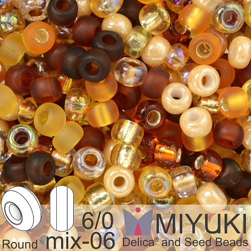 Korálky Miyuki MIX Round 6/0. Barva 06 Golden Grains. Balení 5g