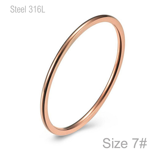 Prsten z chirurgické ocele rose gold R 319 jako jednoduchý hladký a lesklý o velikosti 7