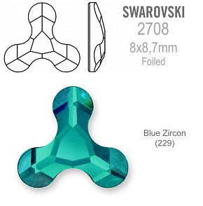 Swarovski 2708 Molecule FB Foiled velikost 8x8,7mm. Barva Blue Zircon (229).