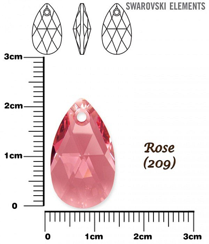SWAROVSKI Pear-Shaped 6106 barva ROSE velikost 22mm.