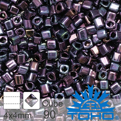 Korálky TOHO Cubes 6/0. Barva 90 Metallic Amethyst Gun Metal . Balení 10g. 