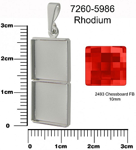 Lůžko na SWAROVSKI Chessboard FB 10mm DVOJITÉ . Barva rhodium. Ozn-7260-5986. 