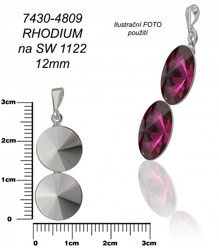 Lůžko na RIVOLKY 12mm (12mm) DVOJITÉ. Barva rhodium . Ozn-7430-4809. 