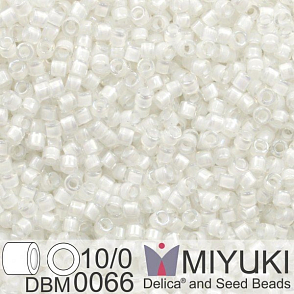 Korálky Miyuki Delica 10/0. Barva White Lined Crystal AB DBM0066. Balení 5g..