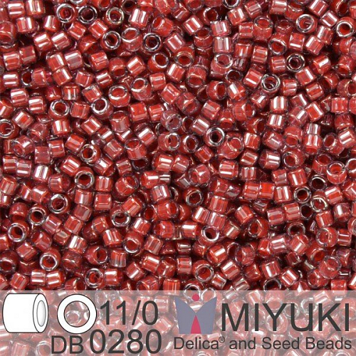 Korálky Miyuki Delica 11/0. Barva Cranberry Lined Crystal Luster  DB0280. Balení 5g.