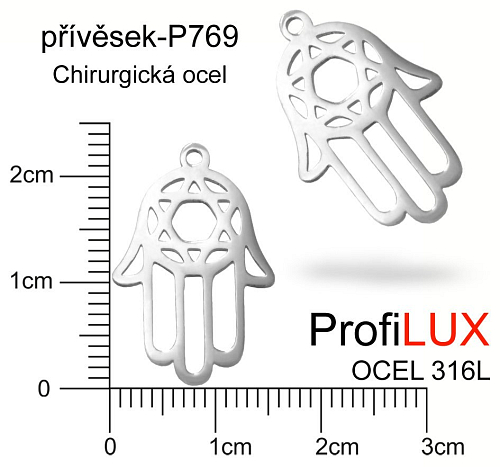 Přívěsek Chirurgická Ocel ozn-P769 RUKA Fátimy velikost  23x15mm. Řada přívěsků ProfiLUX