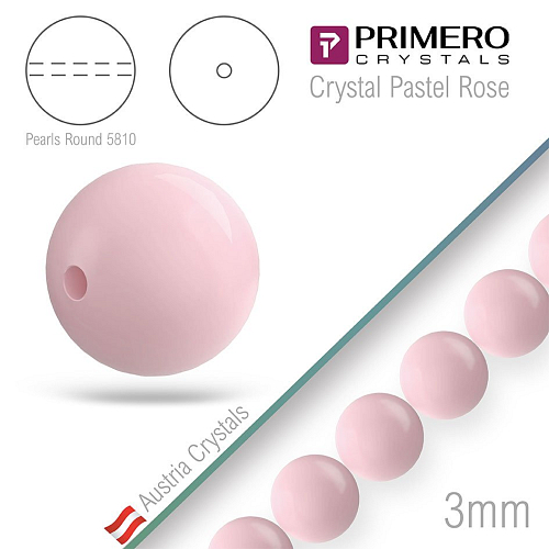 Korálky PRIMERO Crystals 5810. Barva Crystal Pastel Rose. Velikost 3mm balení-50Ks.