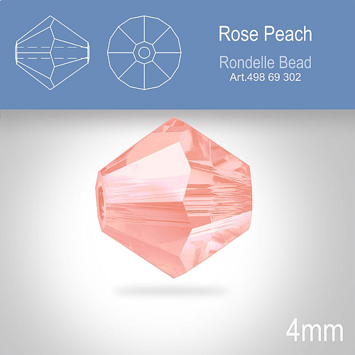 PRECIOSA Bicone MC BEAD (sluníčko) velikost 4mm. Barva ROSE PEACH. Balení 30ks .