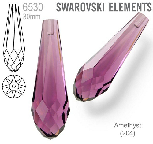 SWAROVSKI 6530 Pure Drop Pendant velikost 30mm. Barva Amethyst 